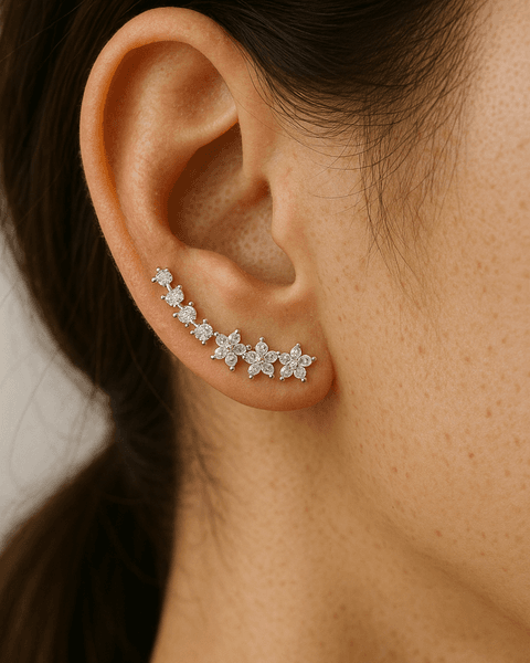 Hovedbilde Norah øredobber i sølv med rhinestoneblomster